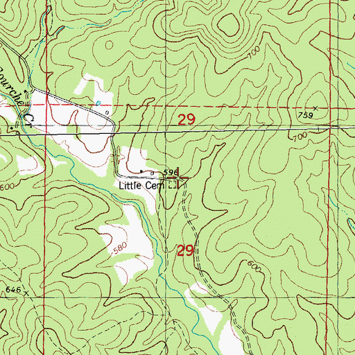 Topographic Map of Little Cemetery, MO