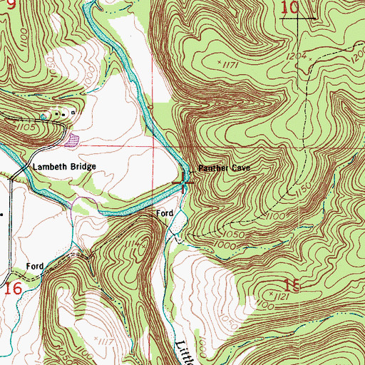 Topographic Map of Little Cobb Creek, MO