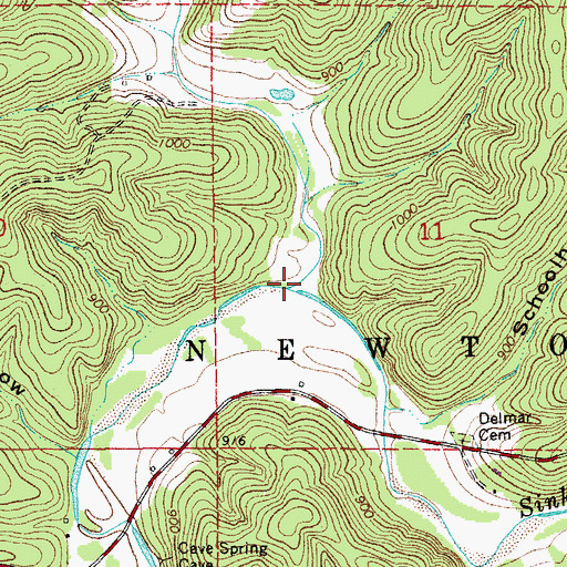 Topographic Map of Little Creek, MO