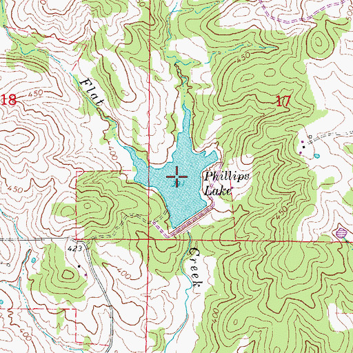 Topographic Map of Phillips Lake, AR