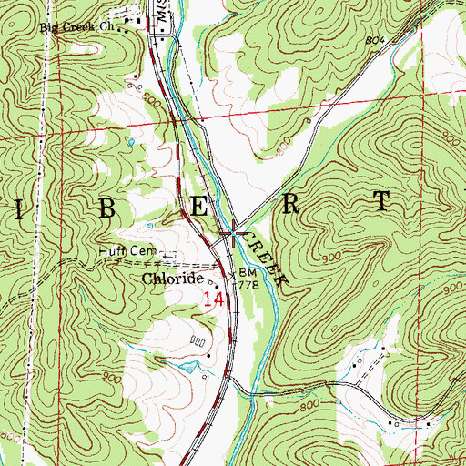 Topographic Map of Little Creek, MO
