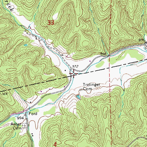 Topographic Map of Little Creek, MO