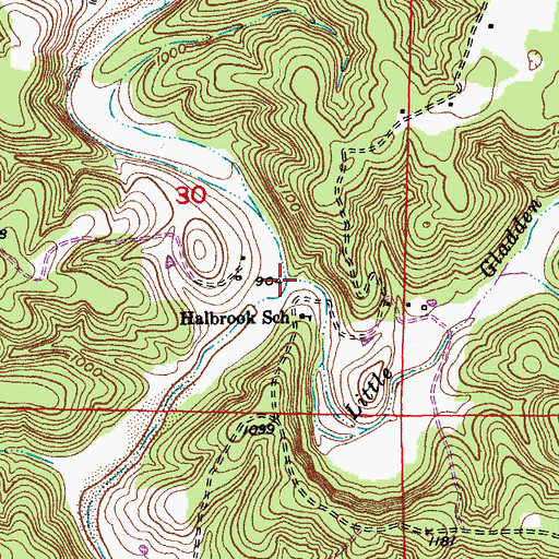 Topographic Map of Little Gladden Creek, MO