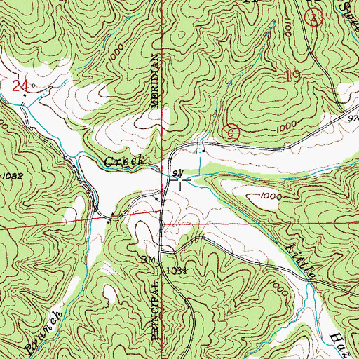 Topographic Map of Little Hazel Creek, MO