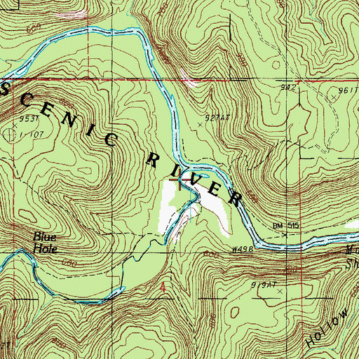 Topographic Map of Little Hurricane Creek, MO