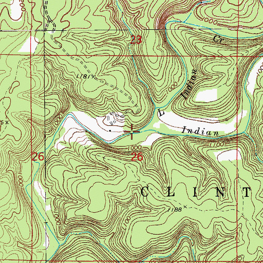 Topographic Map of Little Indian Creek, MO