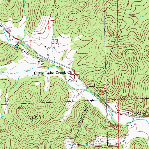 Topographic Map of Little Lake Creek Church, MO
