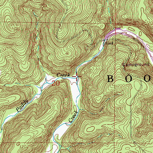 Topographic Map of Little Paddy Creek, MO