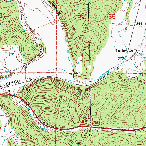 Topographic Map of Little Pike Creek, MO