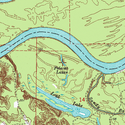 Topographic Map of Polecat Lakes, AR