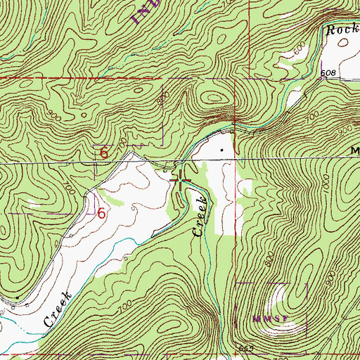 Topographic Map of Little Rocky Creek, MO