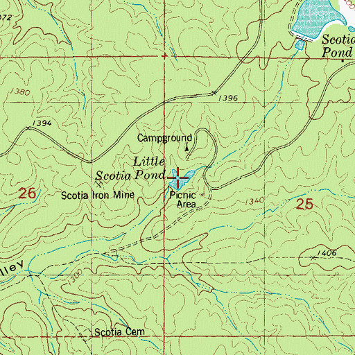Topographic Map of Little Scotia Pond, MO