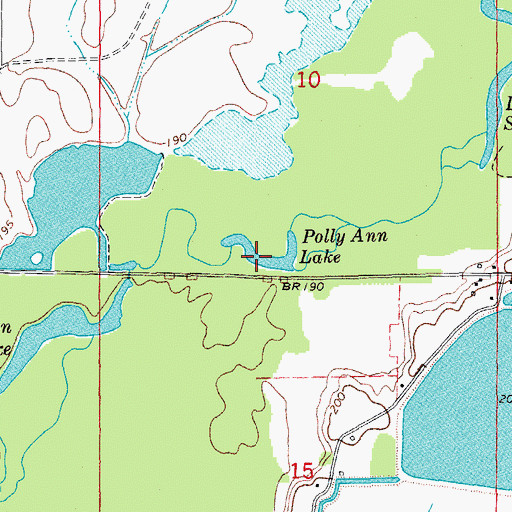 Topographic Map of Polly Ann Lake, AR