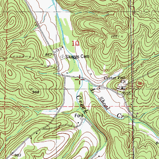 Topographic Map of Little Shoal Creek, MO