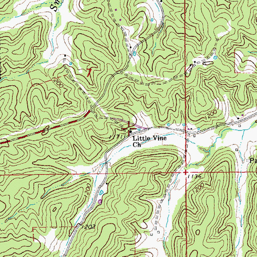 Topographic Map of Little Vine Church, MO