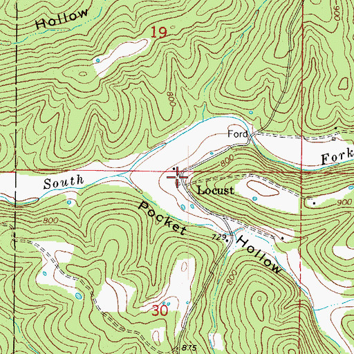 Topographic Map of Locust, MO