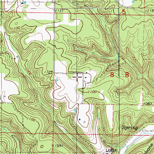 Topographic Map of Loftin School (historical), MO