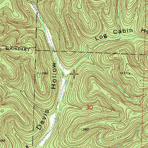 Topographic Map of Log Cabin Hollow, MO