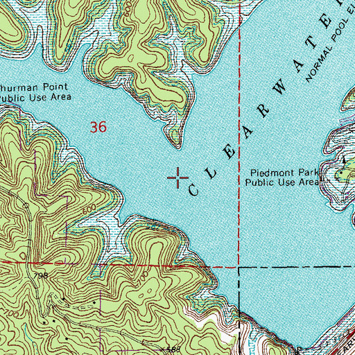 Topographic Map of Logan Creek, MO