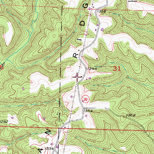 Topographic Map of Logan Ridge, MO