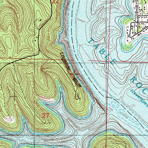 Topographic Map of Logslide Bluff, MO