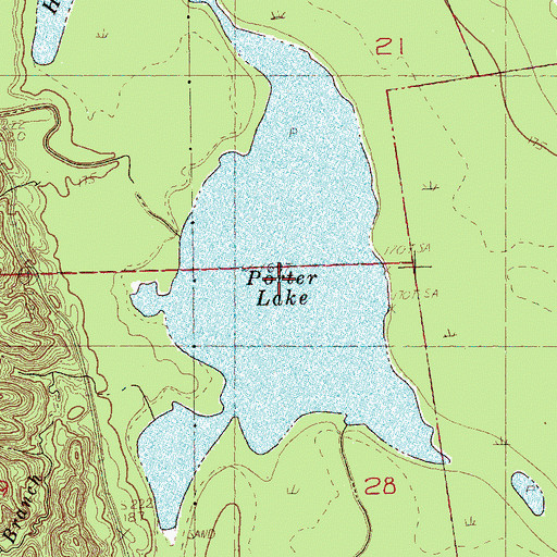 Topographic Map of Porter Lake, AR