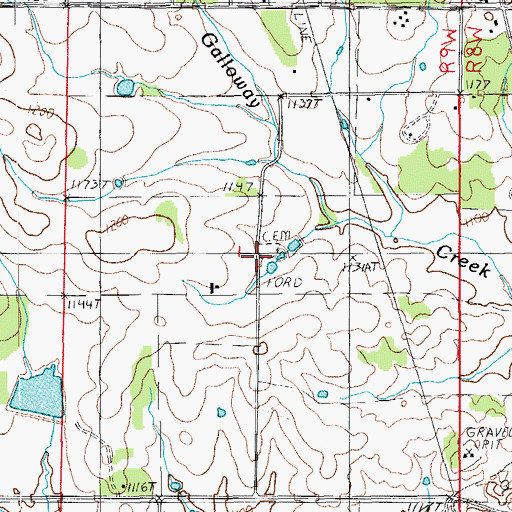 Topographic Map of Lone Pine Cemetery, MO