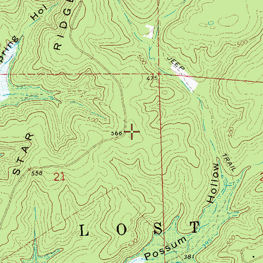 Topographic Map of Lone Star Ridge, MO
