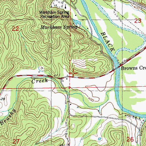 Topographic Map of Lone Star School (historical), MO