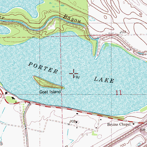 Topographic Map of Porter Lake, AR
