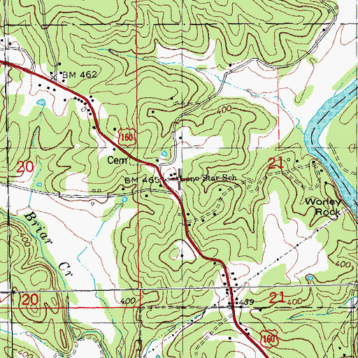 Topographic Map of Lone Star School, MO