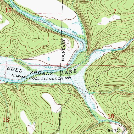 Topographic Map of Long Creek, MO