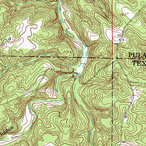Topographic Map of Long Hollow, MO