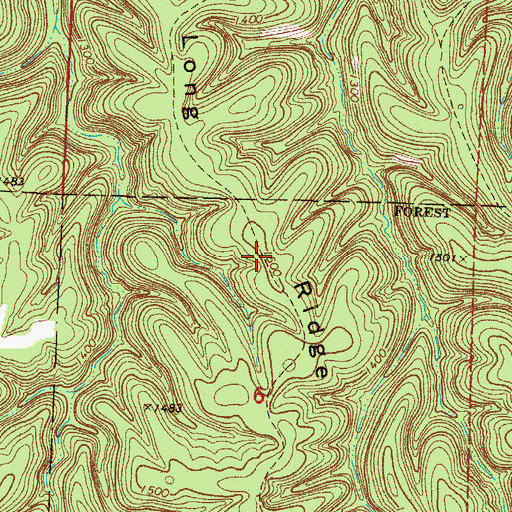 Topographic Map of Long Ridge, MO