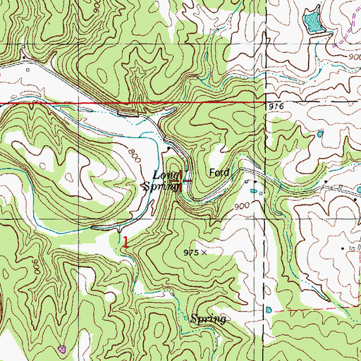 Topographic Map of Long Spring, MO