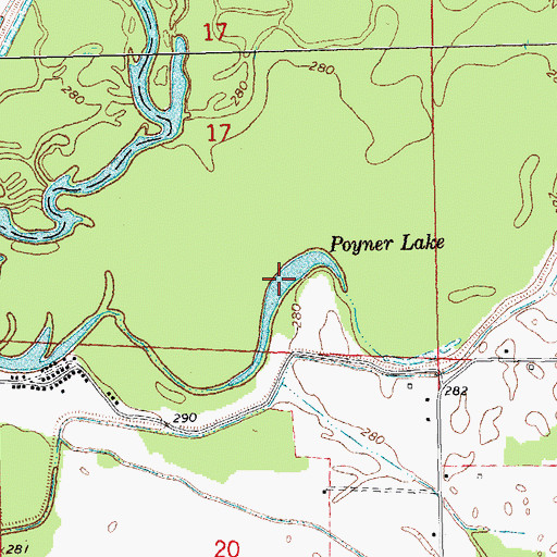 Topographic Map of Poyner Lake, AR