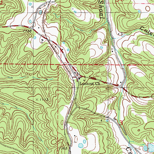 Topographic Map of Lookout Church, MO