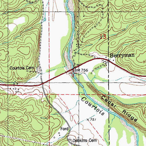 Topographic Map of Lost Creek, MO