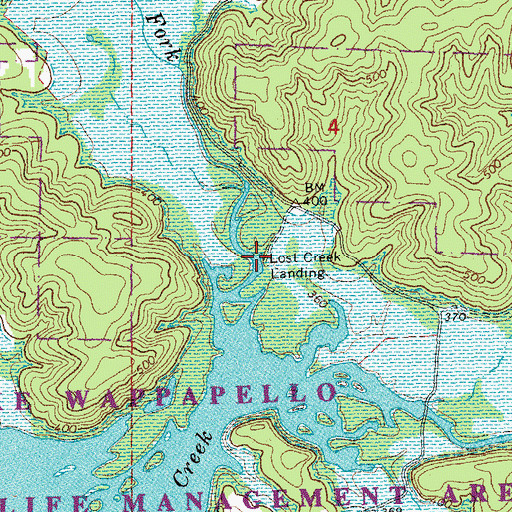 Topographic Map of Lost Creek Landing, MO