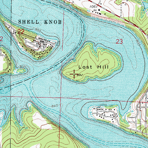 Topographic Map of Lost Hill, MO
