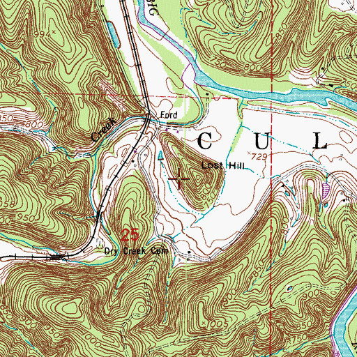 Topographic Map of Lost Hill, MO