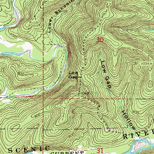 Topographic Map of Low Gap, MO