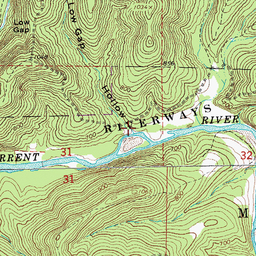 Topographic Map of Low Gap Hollow, MO