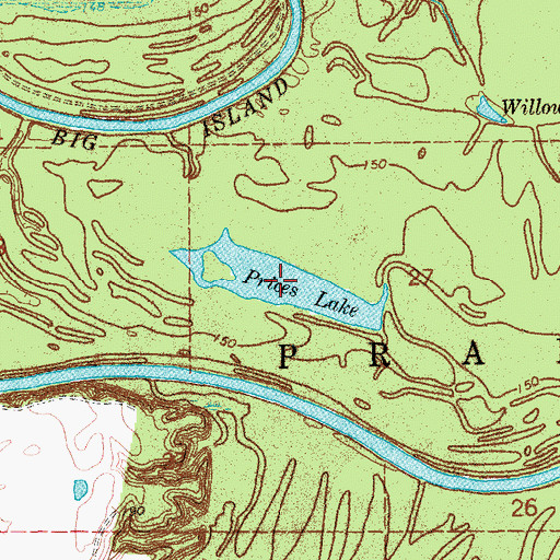 Topographic Map of Prices Lake, AR