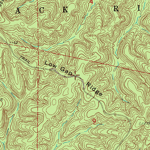 Topographic Map of Low Gap Ridge, MO