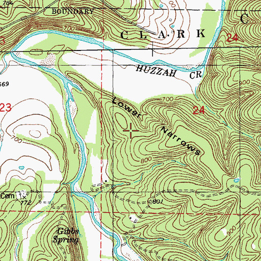 Topographic Map of Lower Narrows, MO