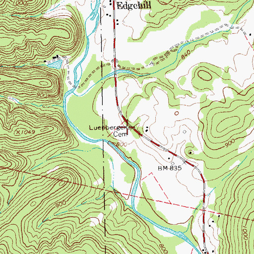 Topographic Map of Luenbergen Cemetery, MO