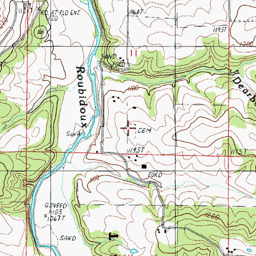 Topographic Map of Lynch Cemetery, MO
