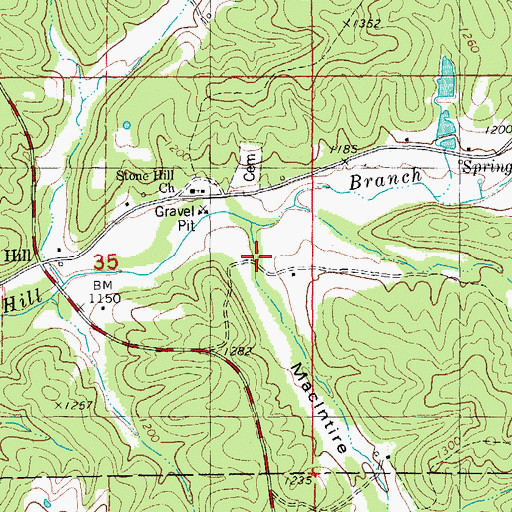 Topographic Map of MacIntire Hollow, MO