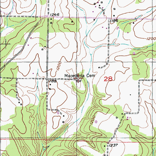 Topographic Map of Macedonia Cemetery, MO
